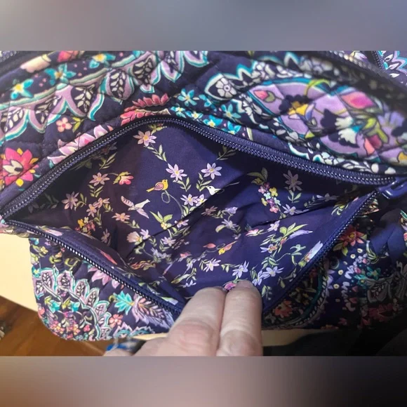 Vera Bradley French Paisley Campus Backpack quilted purple like new - Picture 8 of 12